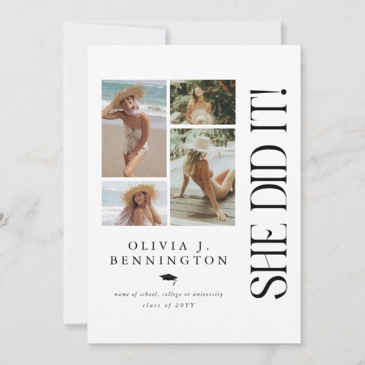 Invitation Collage de photos minimal fête de graduation (Devant)