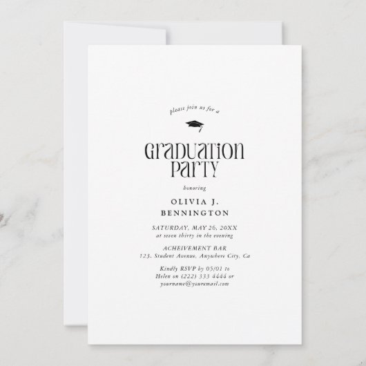 Invitation Collage de photos minimal fête de graduation (Dos)