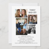 Invitation Collage de photos minimal Partie conjointe de grad (Dos)