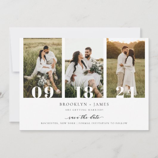 Invitation Collage de photos moderne Code QR Save The Date (Devant)