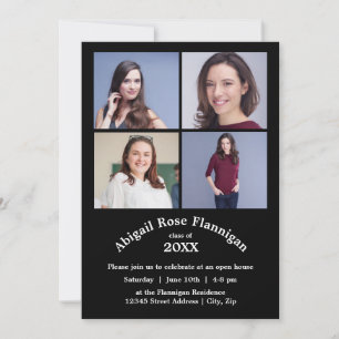 Invitation Collage de quatre photos noir - Annonce de remise