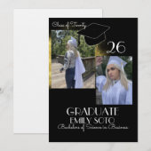 Invitation Collage de remise de diplôme 2026 Script Or Noir (Devant / Derrière)