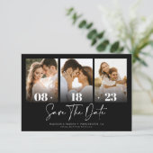 Invitation Collage d'images rustique Black Chic Enregistrer l (Debout devant)