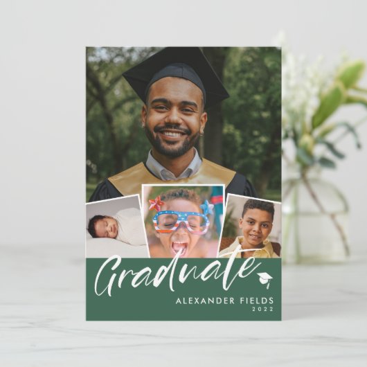 Invitation Collage d'images vert moderne (Debout devant)