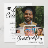 Invitation Collage d'instantanés moderne Graduation (Devant / Derrière)