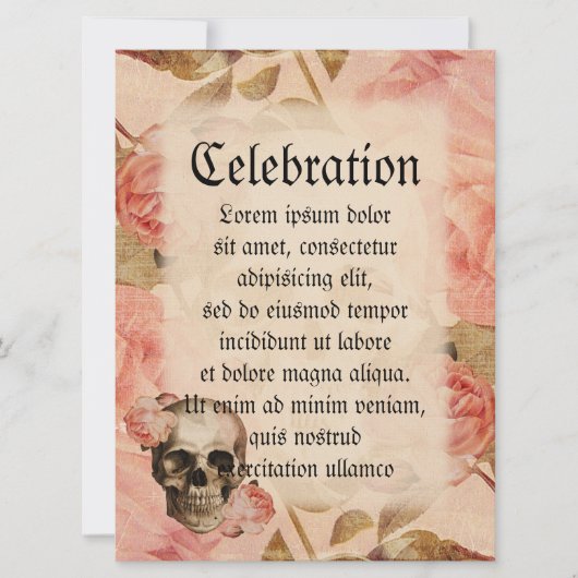 Invitation Collage du crâne Rosa vintage (Devant)
