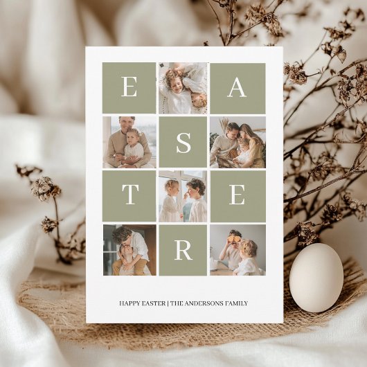 Invitation Collage Famille Photo Pâques | Joyeux Pâques