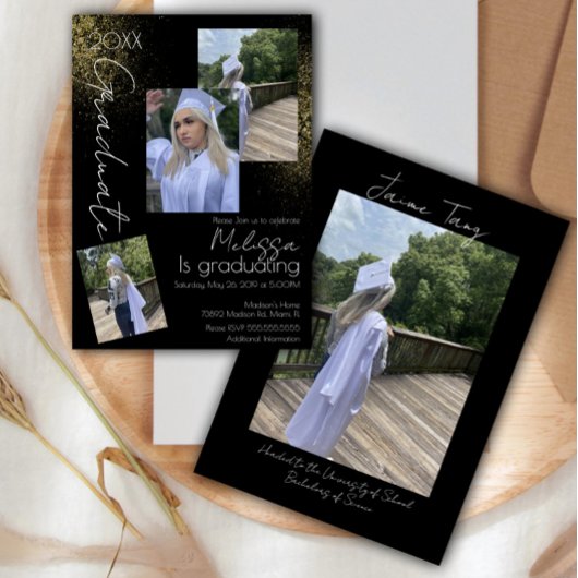 Invitation Collage Faux Parties scintillant College Lycée