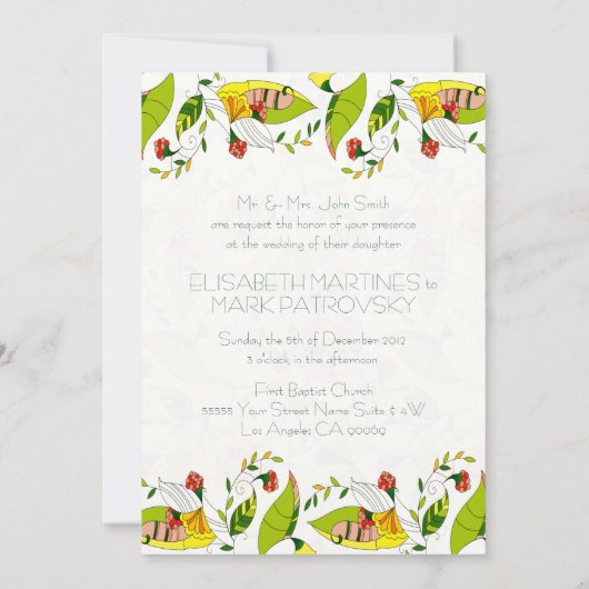 Invitation Collage-Mariage Abstrait jaune rétro Invit (Dos)