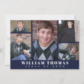 Invitation Collage multi photo de grade Marine bleu minimalis (Devant)