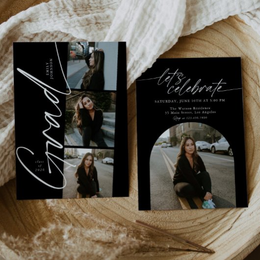 Invitation Collage noir et blanc Modern Script Remise des dip