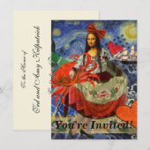 Invitation Collage Nuit étoilée de Mona Lisa : Surréalisme fa (Devant / Derrière)