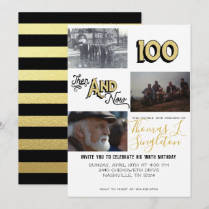 Invitation Collage photo   Anniversaire 100 ans