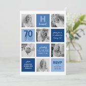 Invitation Collage photo bleu 70e anniversaire (Debout devant)