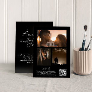 Invitation Collage photo Calligraphie avec code QR dans