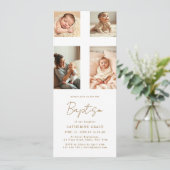 Invitation Collage photo chic Croix Baptême de bébé (Debout devant)