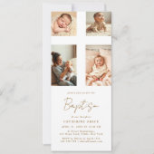 Invitation Collage photo chic Croix Baptême de bébé (Devant)