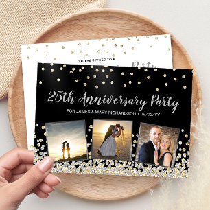 Invitation Collage photo Confetti 25e anniversaire de la fête