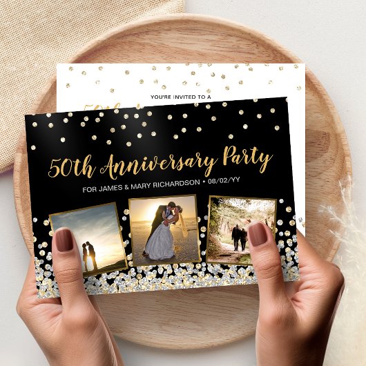 Invitation Collage photo Confetti 50e anniversaire de la fête