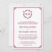 Invitation Collage photo de code QR monogramme mariage magent (Devant)
