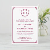 Invitation Collage photo de code QR monogramme mariage magent (Debout devant)