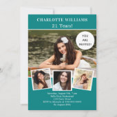 Invitation Collage photo de fête d'anniversaire vert sarcelle (Devant)