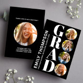Invitation Collage photo de la graduation en noir et blanc