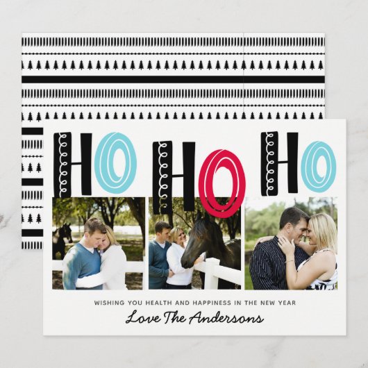 Invitation Collage photo de Noël avec lettrage scandinave (Devant / Derrière)