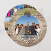 Invitation Collage photo de Noël rustique Bois et cône de pin (Devant / Derrière)