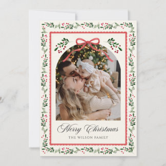Invitation Collage photo de noeud floral aquarelle de Noël