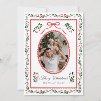 Invitation Collage photo de noeud floral aquarelle de Noël