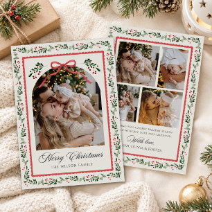 Invitation Collage photo de noeud floral aquarelle de Noël
