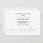 Invitation Collage photo de script argent | Fête de l'obtenti (Dos)