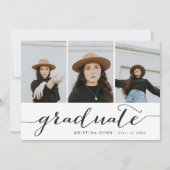 Invitation Collage photo de script noir | Diplôme (Devant)