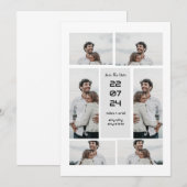 Invitation Collage photo élégant et moderne gris, date à sauv (Devant / Derrière)