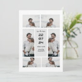 Invitation Collage photo élégant et moderne gris, date de l'é (Debout devant)