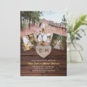 Invitation 🌻Collage photo en bois rustique forêt de bois gra (Debout devant)