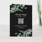 Invitation Collage photo eucalyptus code QR mariage noir (Dos)