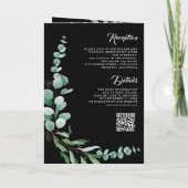 Invitation Collage photo eucalyptus code QR mariage noir (Dos)