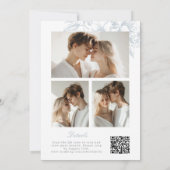 Invitation Collage photo FloraL français élégant avec code QR (Dos)
