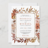 Invitation Collage photo florale en terre cuite Mariage de co (Devant)