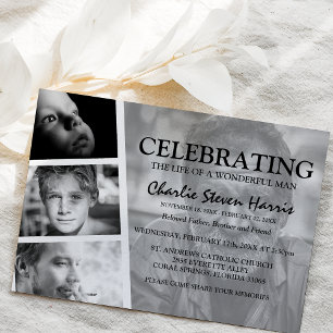Invitation Collage Photo Funérailles Modernes