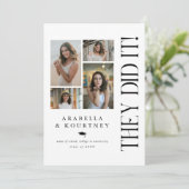 Invitation Collage photo minimal Double Graduation Party (Debout devant)