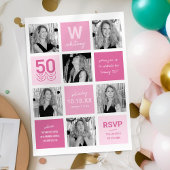 Invitation Collage photo Modern Pink 50e anniversaire