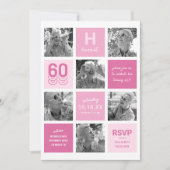 Invitation Collage photo Modern Pink 60e anniversaire (Devant)