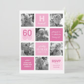 Invitation Collage photo Modern Pink 60e anniversaire (Debout devant)