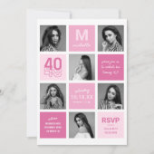 Invitation Collage Photo Moderne 40e Anniversaire (Devant)