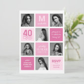 Invitation Collage Photo Moderne 40e Anniversaire (Debout devant)
