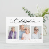 Invitation Collage Photo Moderne Célébration De La Vie (Debout devant)