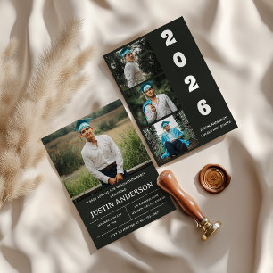 Invitation Collage photo moderne de 4 pour fête de remise de